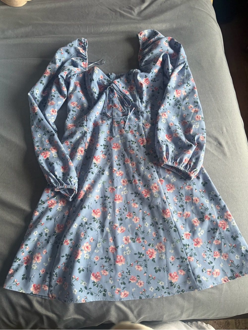 Abercrombie Blue Floral Puff-Sleeve Dress